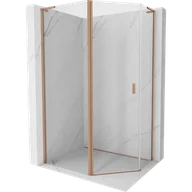 Kabiny prysznicowe - Mexen Mist L kabina prysznicowa pięciokątna asymetryczna uchylna 100x80 cm, transparent, miedź szczotkowana - 8A8L-100-080-65-00 - miniaturka - grafika 1