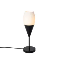 Lampy stojące - QAZQA Nowoczesna lampa stołowa czarna z opalowym szkłem - Drop - miniaturka - grafika 1