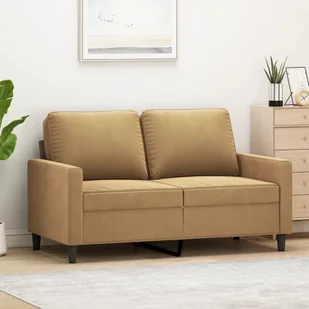 vidaXL Sofa 2-osobowa, brązowy, 120 cm, tapicerowana aksamitem - Sofy i kanapy - miniaturka - grafika 1