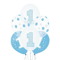 Baby shower i roczek - Balony - Roczek - niebieskie - 30 cm - 6 sztuk urodziny - miniaturka - grafika 1