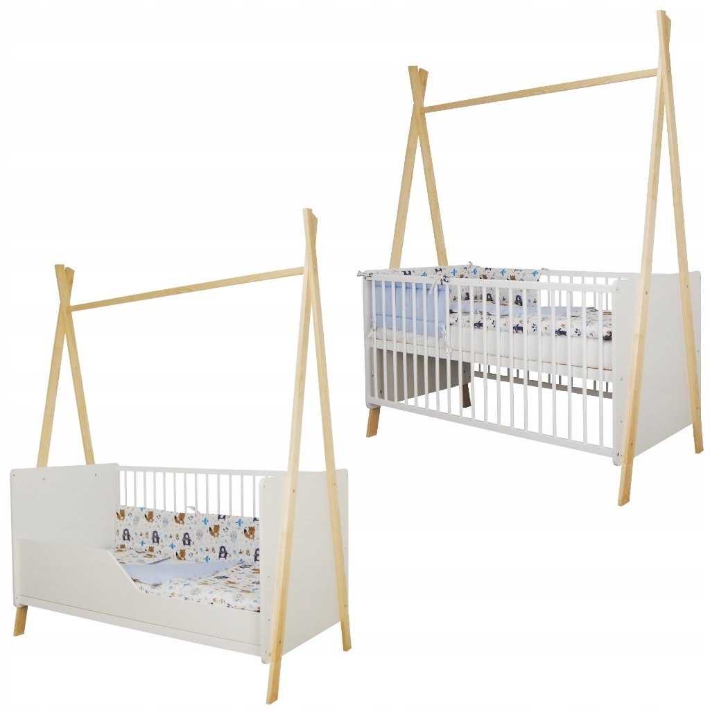 Łóżeczko tapczanik 2w1 Tipi 140x70 pościel materac norma Ue