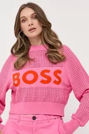 Swetry damskie - BOSS sweter damski kolor różowy lekki - Boss - miniaturka - grafika 1
