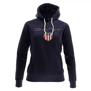GANT Damska bluza z kapturem z logo Shield Sweat Hoodie, niebieski (Evening Blue), S - Bluzy damskie - miniaturka - grafika 1