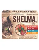Mokra karma dla kotów - Bezzbożowe fileciki dla kota mix smaków Shelma  12x85g - miniaturka - grafika 1