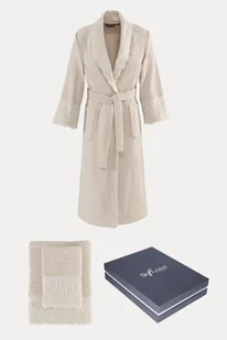 Damski szlafrok MAYA + ręczniki + pudełko M Jasnobeżowy - Szlafroki damskie Damski szlafrok MAYA + ręczniki + pudełko M Jasnobeżowy - Szlafroki damskie - miniaturka - grafika 1