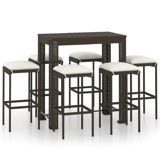 Zestaw Mebli Barowych do Ogrodu Rattan PE Brązowy 100x60,5x110,5 cm