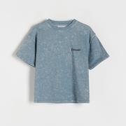 Koszulki dla chłopców - Reserved - T-shirt oversize z efektem sprania - Turkusowy - miniaturka - grafika 1