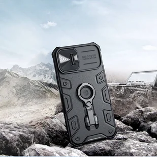 Nillkin CamShield Armor Pro Magnetic Case etui iPhone 14 Plus MagSafe pancerny pokrowiec podstawka ring czarny - Etui i futerały do telefonów - miniaturka - grafika 7