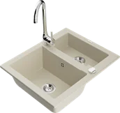 Zlewozmywaki z baterią - Mexen Carlos zlewozmywak granitowy 1,5-komorowy z baterią kuchenną Telma, beżowy - 6518-69-670200-00 - miniaturka - grafika 1