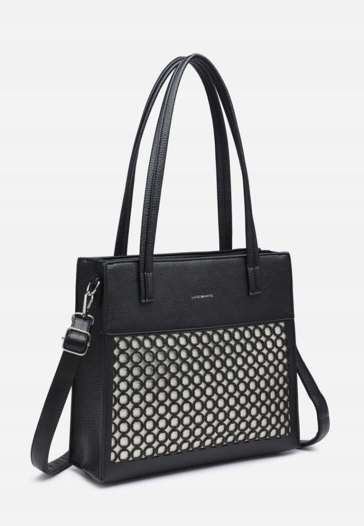Torebka Damska Ażurowa Shopper Stylowa Elegancka Czarna Torba LUIGISANTO