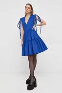 Sukienki - Red Valentino sukienka bawełniana kolor niebieski mini rozkloszowana - miniaturka - grafika 1