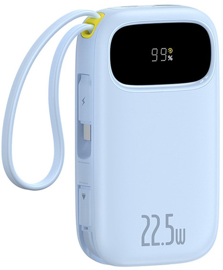Powerbank Baseus Powerbank 20000mAh z wyświetlaczem wbudowanymi kablami EnerFill FC31 22.5W - niebieski Powerbank 20000mAh z wyświetlaczem wbudowanymi kablami EnerFill FC31 22.5W - niebieski