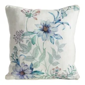 Poduszki dekoracyjne - Poduszka 45x45 cm imitacja lnu niebieska biała kwiaty EUROFIRANY - miniaturka - grafika 1