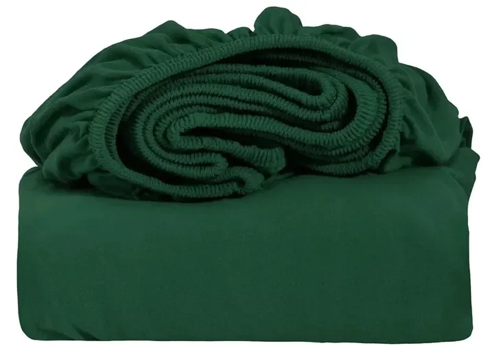 Prześcieradło Jersey Z Gumką 160x200 + 25 Cm Boki - Kolor Butelkowa Zieleń