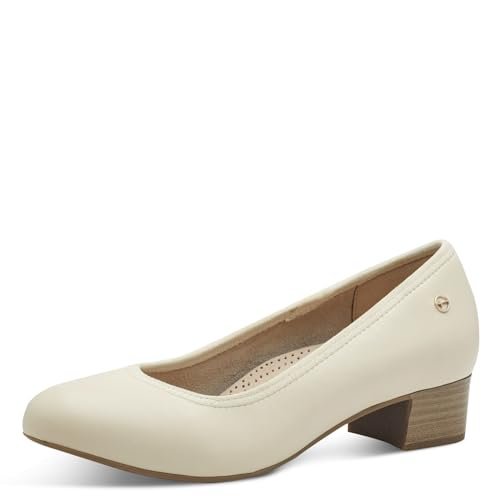 TAMARIS Comfort damskie skórzane czółenka, mały obcas, kość słoniowa, 40 EU, kość słoniowa, 40 EU