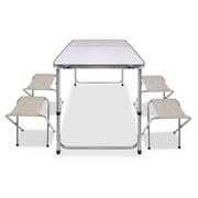 Stoły ogrodowe - składany stolik turystyczny biały + 4 krzesełka - miniaturka - grafika 1