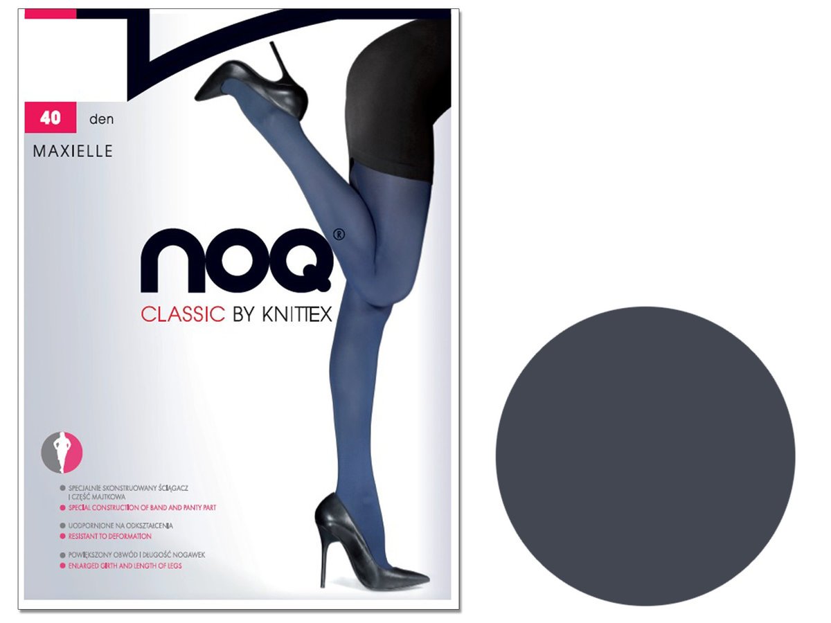 Rajstopy z mikrofibry 40 DEN Maxielle Plus Size gładkie matowe półkryjące 7 Graphite