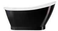 Wanny - Czarno-biała Besco Wanna wolnostojąca 160 syfon klik-klak biały Gloria - miniaturka - grafika 1