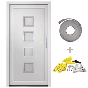 vidaxl Drzwi wejściowe, białe, 98x208 cm, PVC 8720845887049 - Drzwi zewnętrzne - miniaturka - grafika 3