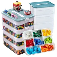 Klocki - Organizer na klocki Pojemnik 4-piętrowy z przegródkami do przechowywania Modułowy na zabawki - miniaturka - grafika 1