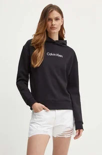 Calvin Klein bluza bawełniana damska kolor czarny z kapturem K20K205449 - Bluzy damskie - miniaturka - grafika 1