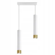 Lampy sufitowe - Lampa Wisząca Tuby Metal Biała Złota Led GU10 - miniaturka - grafika 1