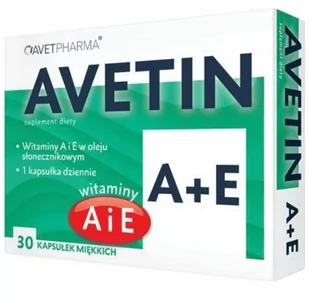 Avet Pharma Avetin Witaminy A + E 30 kapsułek miękkich 3763661 - Witaminy i minerały - miniaturka - grafika 1
