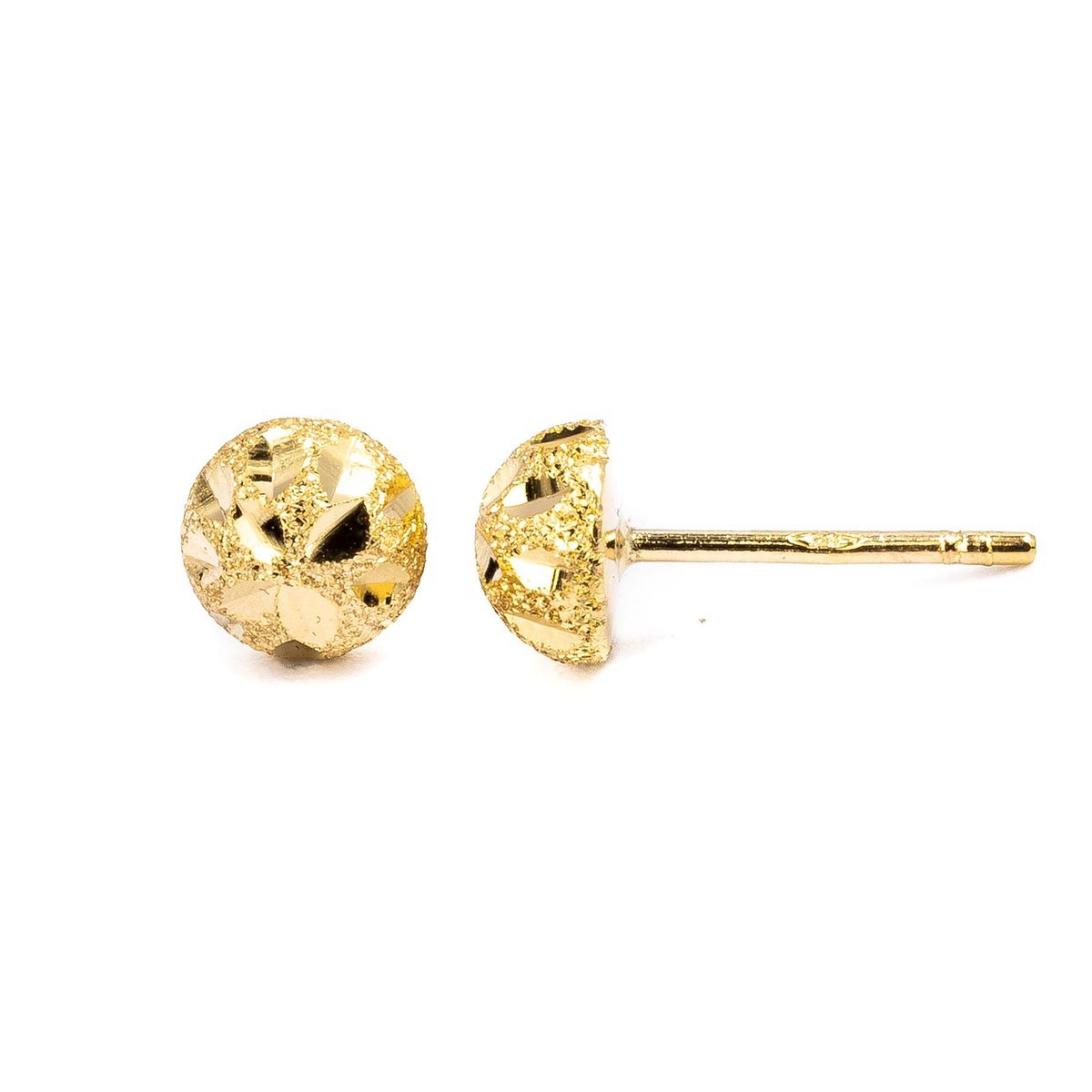 Złote kolczyki 585 diamentowane półkulki 6 mm
