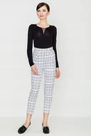 Spodnie damskie - SPODNIE damskie proste Z OZDOBNĄ KOKARDĄ w pasie wzór 47 wielokolorowe M - miniaturka - grafika 1