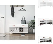 Szafki na buty - vidaXL Ławka na buty biały wysoki połysk 102x35x55 cm materiał drewnopochodny - Stojaki i szafki na buty - miniaturka - grafika 1