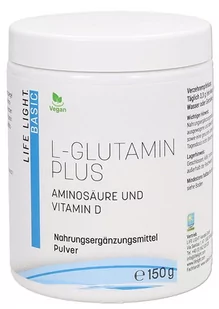 Life Light L-GLUTAMINA PLUS PROSZEK 150g Glutamina + Witamina D - Stawy, mięśnie, kości - miniaturka - grafika 1