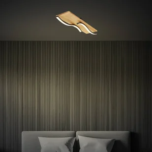 Briloner Lampa sufitowa LED Vinka, 55x14 cm, 2-punktowa, kolor drewna - Lampy sufitowe - miniaturka - grafika 1