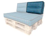 Meble ogrodowe - Poduszka Oparcie Do Materaca Na Paletę, 60 X 40Cm, Niebieska Kratka - miniaturka - grafika 1