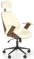 Fotele i krzesła biurowe - Elior Designerski obrotowy fotel tapicerowany orzech + kremowy E1-L68 - miniaturka - grafika 1