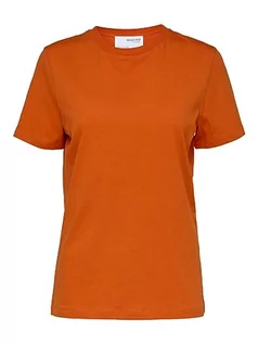 Koszulki i topy damskie - SELECTED FEMME Klasyczna koszulka damska, pomarańczowy, S - grafika 1
