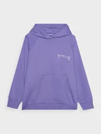 Bluzy sportowe damskie - Damska bluza dresowa nierozpinana z kapturem 4F 4FWAW24TSWSF1338 - fioletowa - miniaturka - grafika 1