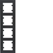 Klawisze i ramki - Hager Lumina Intense Ramka 4-krotna czarna WL5643 - miniaturka - grafika 1