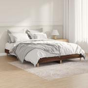 Łóżka - vidaXL Rama łóżka, brązowy dąb, 135x190 cm, materiał drewnopochodny - miniaturka - grafika 1