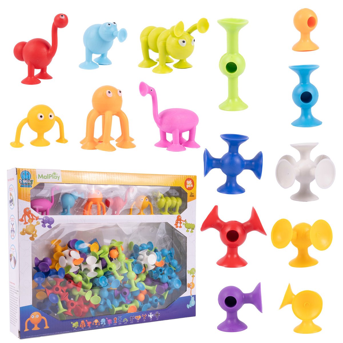 Klocki Przyssawki Konstrukcyjne Silikonowe Fat Brain 96 elementów