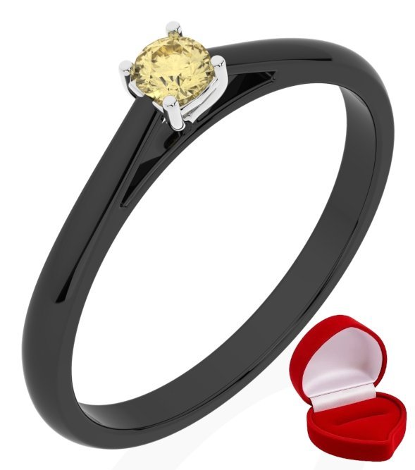 ZŁOTY PIERŚCIONEK ZARĘCZYNOWY 585 14k SZAFIR 0,09 ct CZARNE ZŁOTO R26