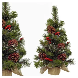 Mała Zielona Sztuczna Choinka w Jucie na Biurko 45 cm Dekoracja Jak Żywa - Choinki - miniaturka - grafika 1