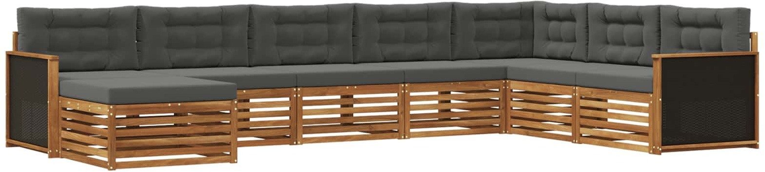 vidaXL Zestaw sof na zewnątrz z poduszką 8 pcs Naturalny i Antracytowy
