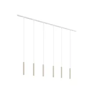 Lampy sufitowe - QAZQA Nowoczesny system oświetleniowy szynowy z 6 lampami wiszącymi w kolorze beżowym i białym, jednofazowy - Slimline Keno - miniaturka - grafika 1