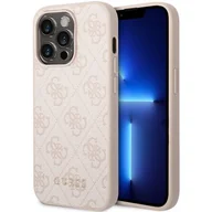 Etui i futerały do telefonów - Etui Guess Metal Gold Logo do Apple iPhone 14 Pro Różowy - miniaturka - grafika 1