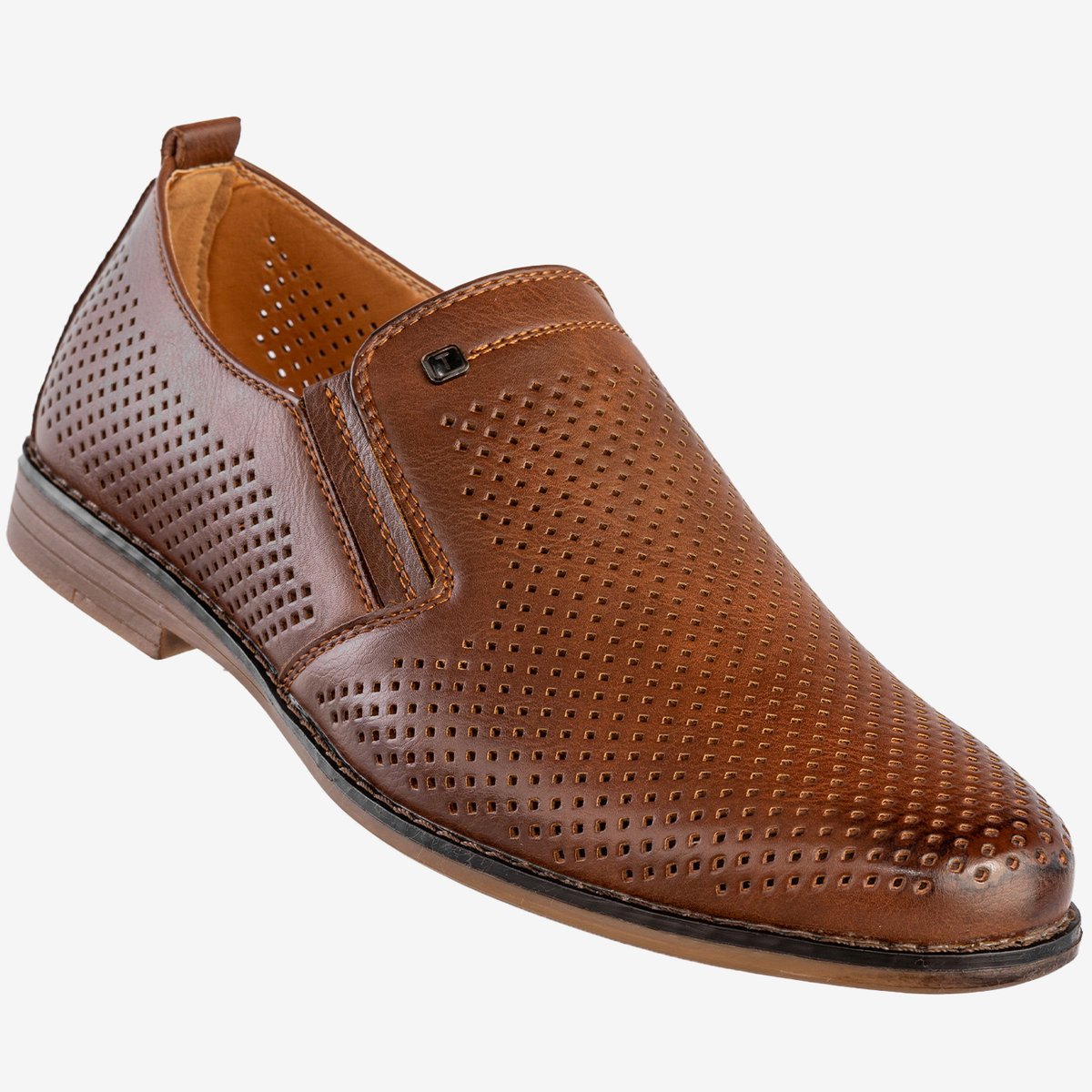 Półbuty Męskie Mokasyny Ekoskóra Buty Wizytowe Eleganckie Wojtyłko Brązowe 9W23802V Brązowy 45