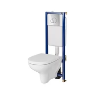 Stelaże i zestawy podtynkowe do WC - Cersanit Tech Line Set B598 Zestaw Toaleta WC bez kołnierza + deska wolnoopadająca + stelaż podtynkowy WC + przycisk spłukujący WC S701-625 - miniaturka - grafika 1