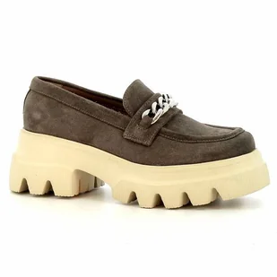 Brązowe półbuty na platformie CARINII - Carinii - Mokasyny damskie - miniaturka - grafika 1