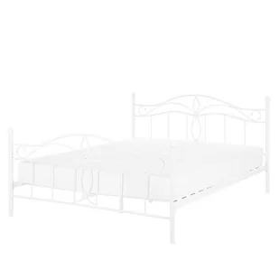 Beliani Łóżko metalowe 140 x 200 cm białe ANTLIA 248140 - Łóżka - miniaturka - grafika 1