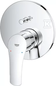 Bateria Eurosmart jednouchwytowa do obsługi dwóch wyjść wody, chrom, montaż ścienny podtynkowy, głowica Ceramiczna 46 mm, metalowa rozeta, metalowa - Baterie umywalkowe - miniaturka - grafika 1