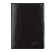 Portfele - Męski portfel skórzany średni czarny - miniaturka - grafika 1